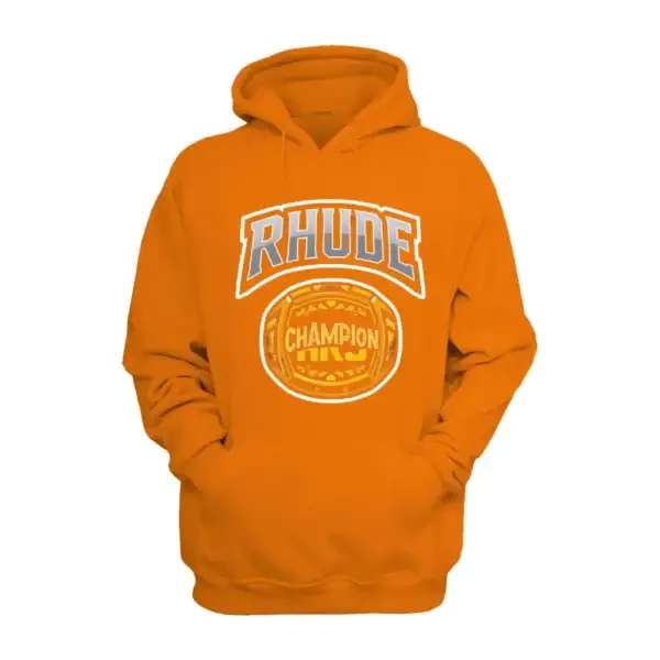 Rhude Bold Orange Hoodie front view