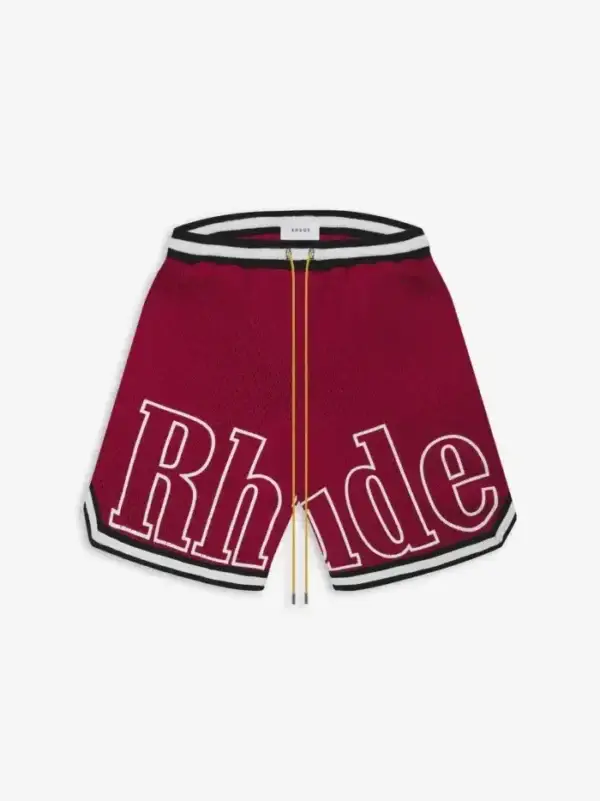 Close-up of Rhude Essential Shorts fabric and logo