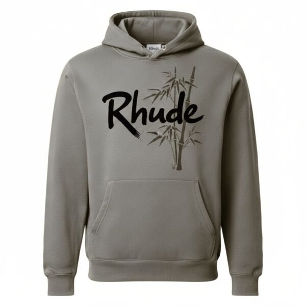 mens rhude hoodie front view in black
