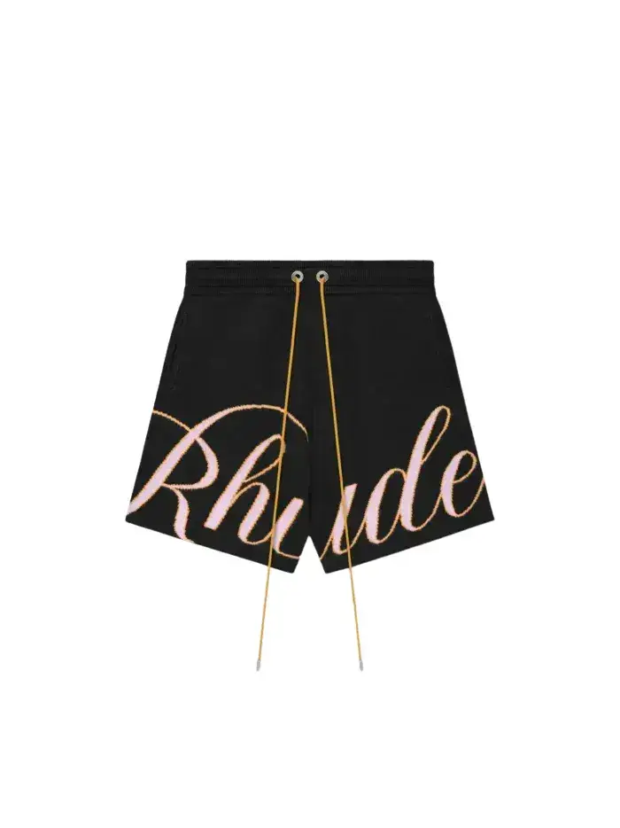 Front view of Rhude Fashion Sports Shorts in black